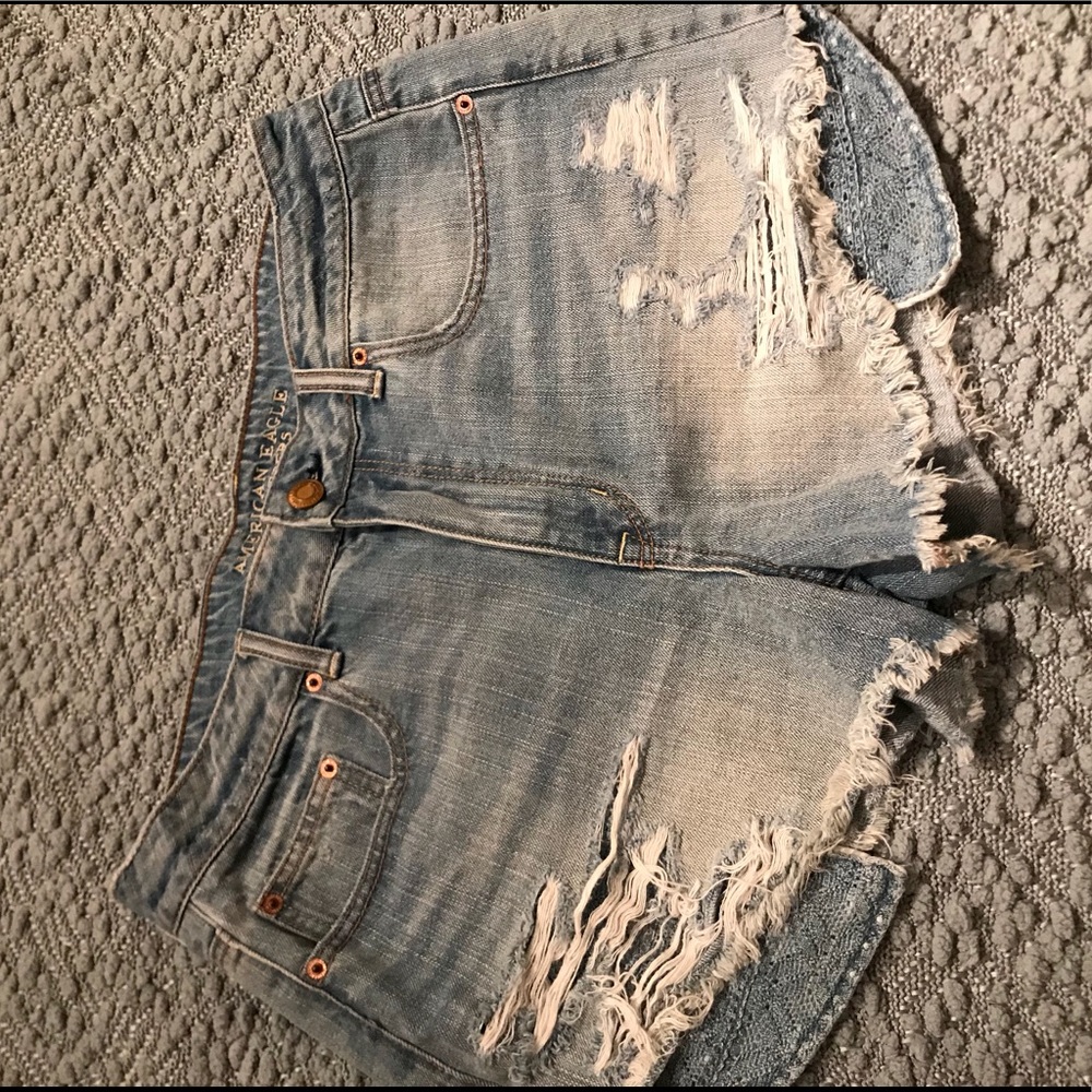 High Waisted American Eagle Distressed Jean Shorts